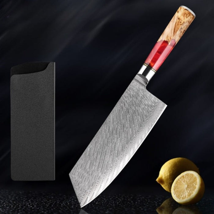 Damascus Steel Red Resin Kitchen Knife Sets