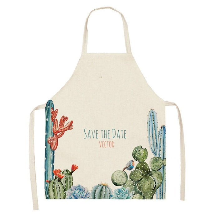 Cactus Plant Green Leaf Pattern Apron