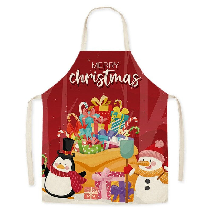 Christmas Theme Linen Apron