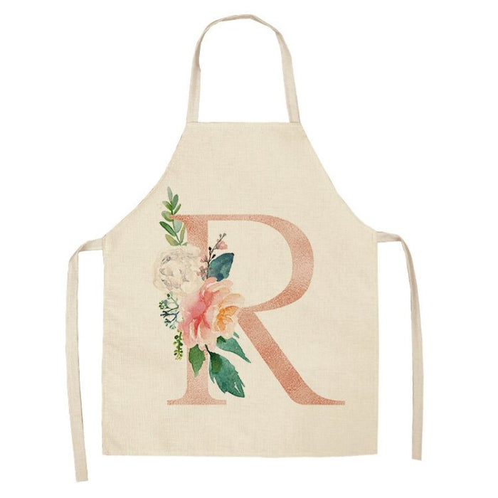 Pink Flower Letter Printed Apron