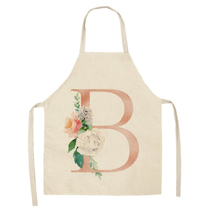 Pink Letter Flower Kitchen Apron