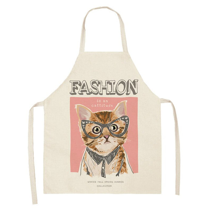 Cooking Cartoon Cat Print Sleeveless Apron