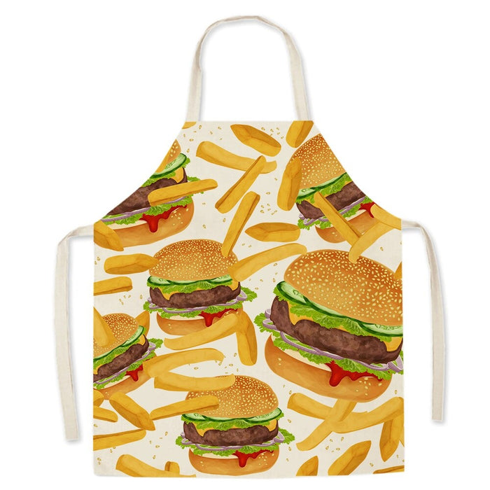 Burger Fries Pizza Pattern Print Apron