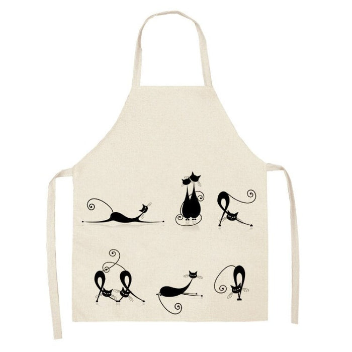 Black Cat Patterned Kitchen Apron