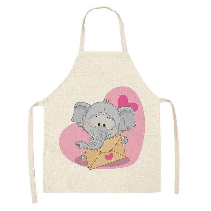 Baby Elephant Pattern Sleeveless Linen Apron