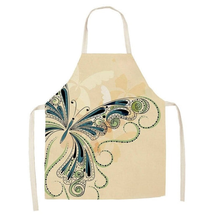 Kitchen Printed Sleeveless Cotton Linen Apron