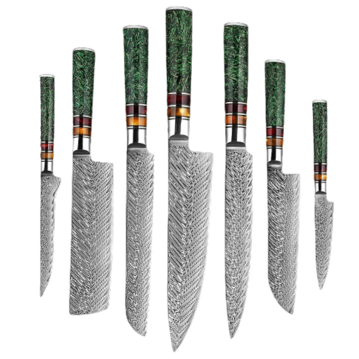 Kitchen Knife Sets With Green Grain Resin Handle