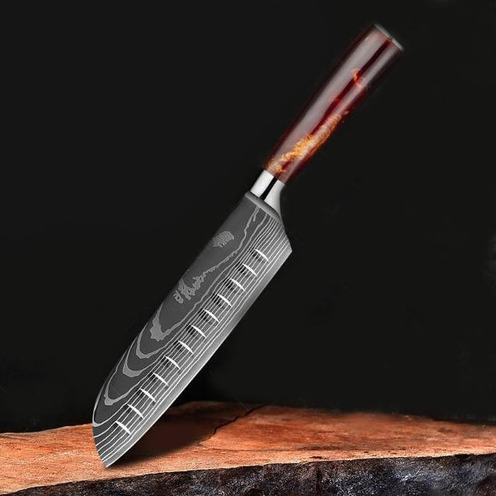 Set Laser Damascus Knife Sets