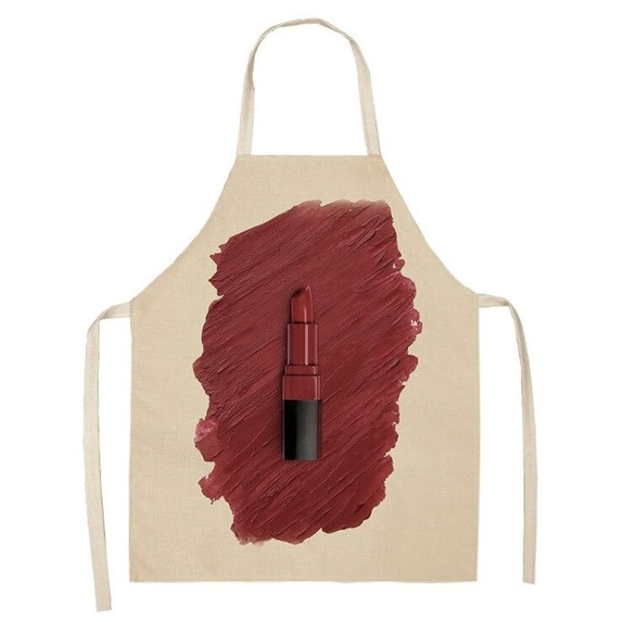 Perfume Lipstick Linen Print Apron