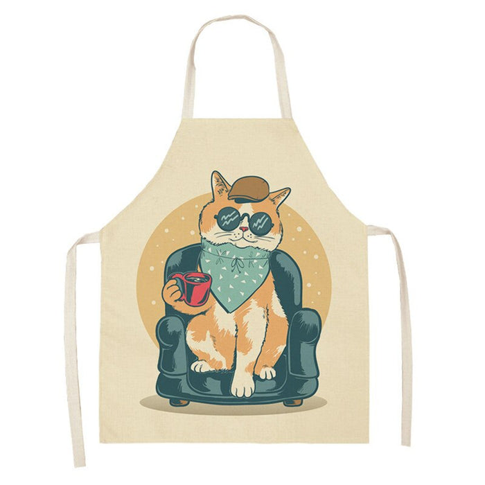 Cooking Cat Printed Sleeveless Apron