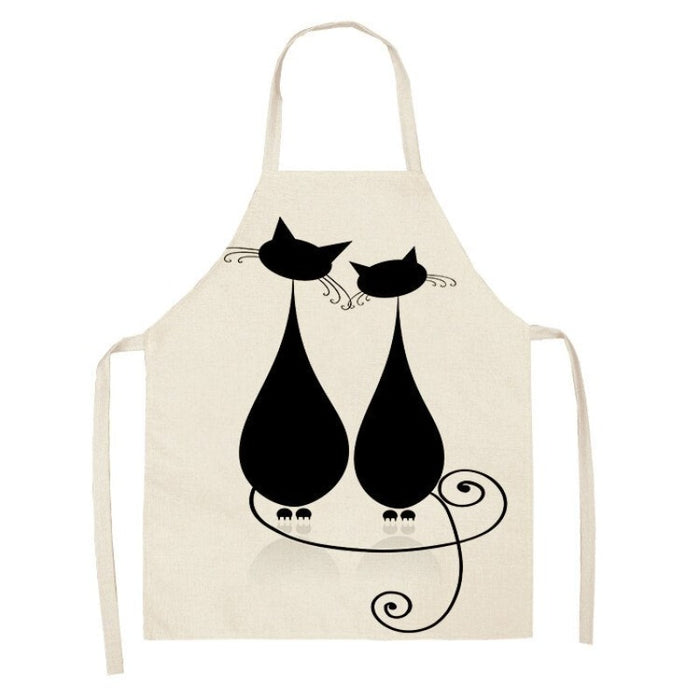 Black Cat Patterned Kitchen Apron