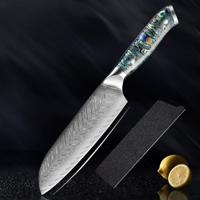 Damascus Steel Kitchen knife Sets With Exquisite Shell Handle