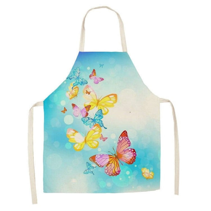 Butterfly Printed Sleeveless Cotton Linen Apron