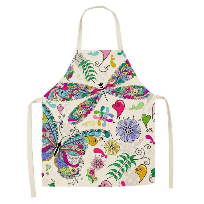 Butterfly Printed Sleeveless Cotton Linen Apron