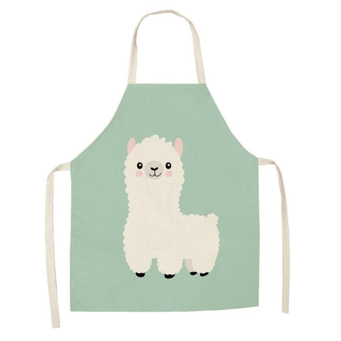 Chef Alpaca Kitchen Print Linen Apron