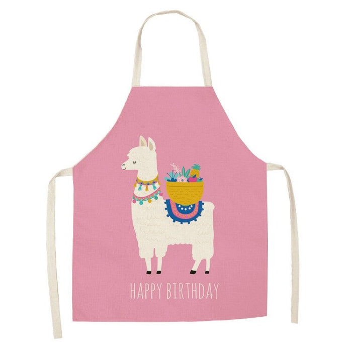 Chef Alpaca Kitchen Print Linen Apron