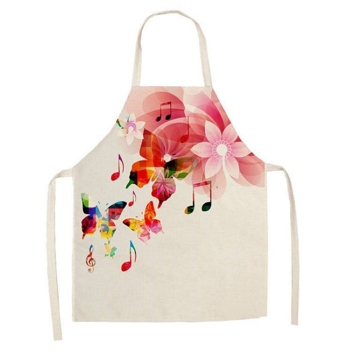 Kitchen Printed Sleeveless Cotton Linen Apron