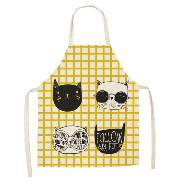 Cartoon Cat Cotton and Linen Apron