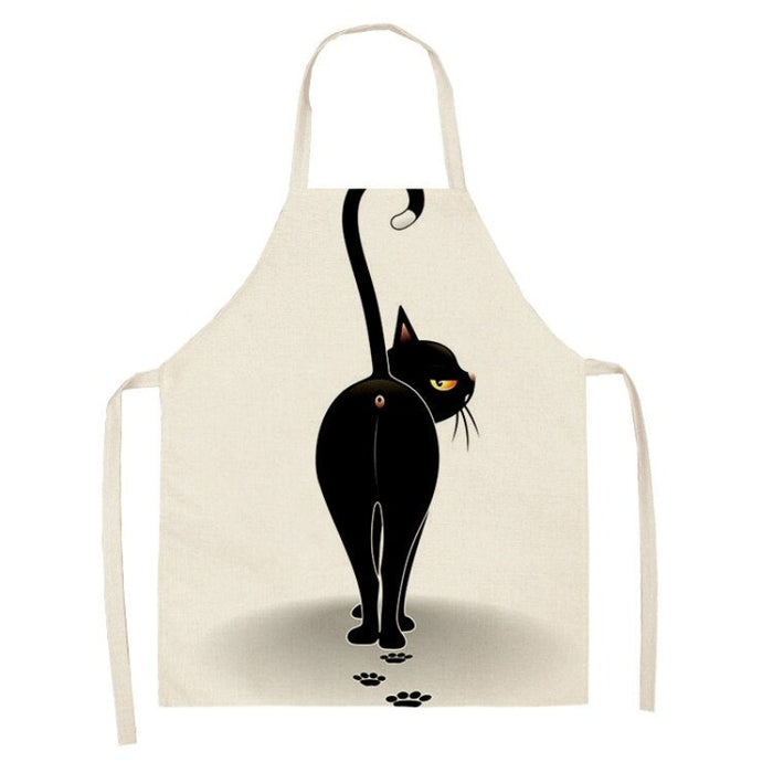 Black Cat Patterned Kitchen Apron