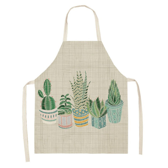 Cactus Plant Green Leaf Pattern Apron