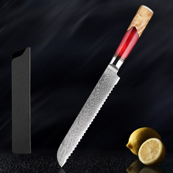 Damascus Steel Red Resin Kitchen Knife Sets