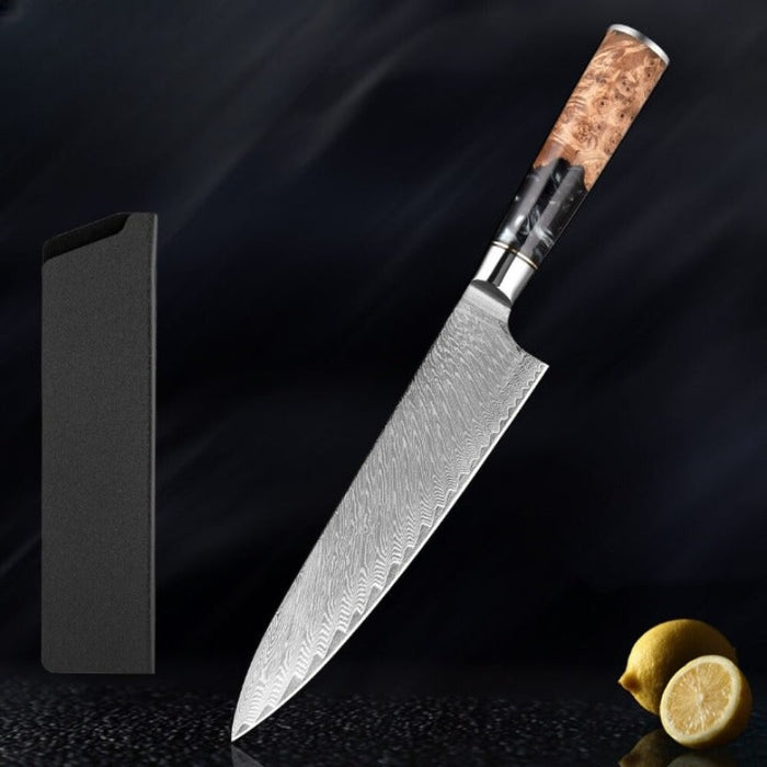 High-Quality Damascus Steel Kitchen Knife Sets With Resin Handle