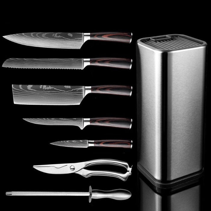 Stainless Steel Kitchen Knife Set With Knife Holder