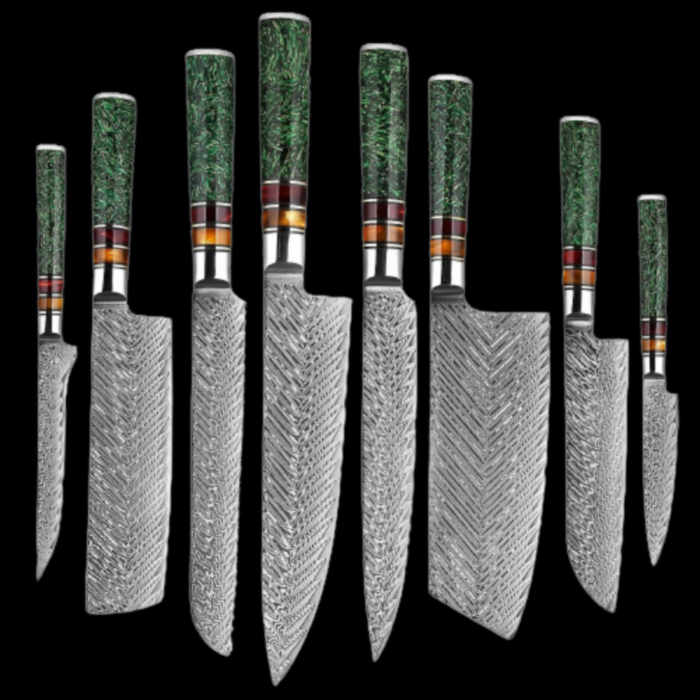 Kitchen Knife Sets With Green Grain Resin Handle