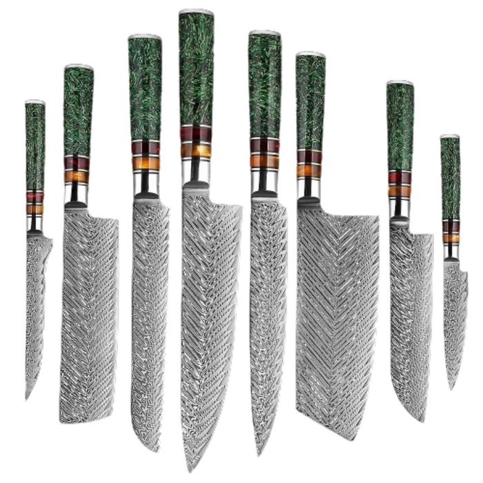 Kitchen Knife Sets With Green Grain Resin Handle