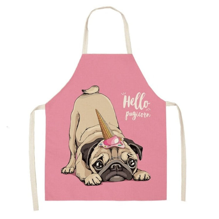 Pug Graphic Print Apron