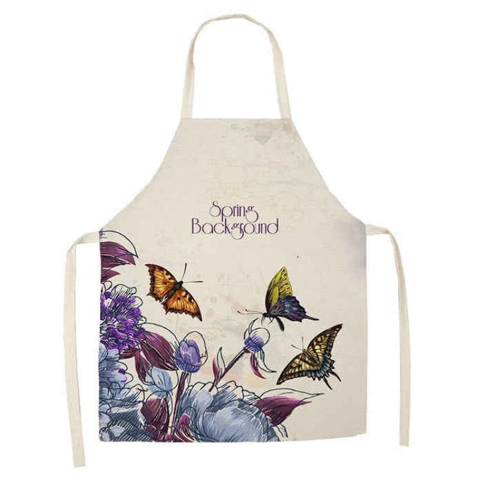 Kitchen Printed Sleeveless Cotton Linen Apron