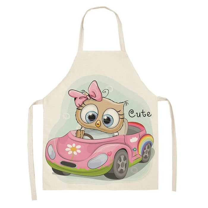 Owl Print Kitchen Linen Apron