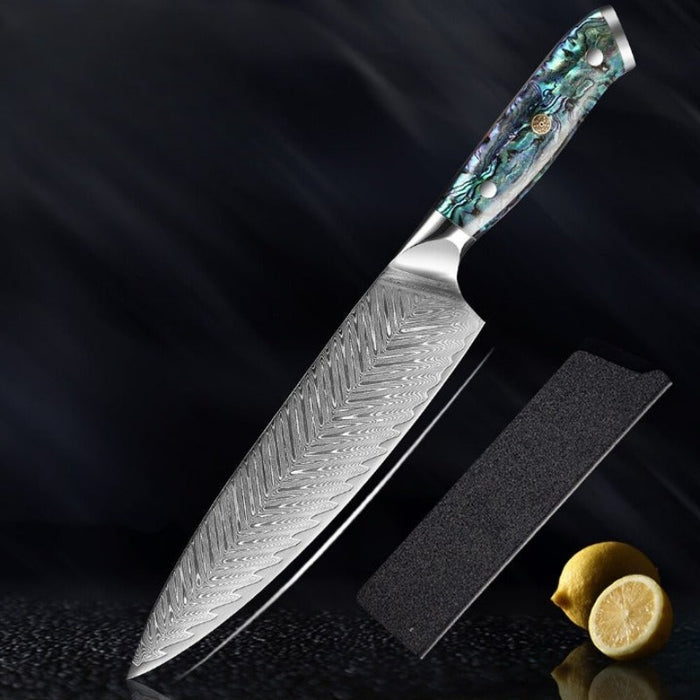 Damascus Steel Kitchen knife Sets With Exquisite Shell Handle