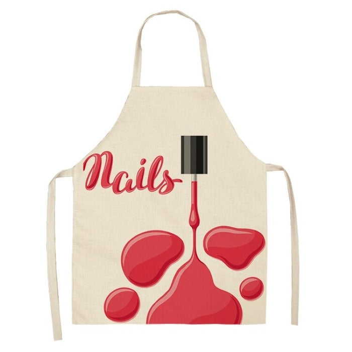 Nails Pink Printed Linen Sleeveless Apron