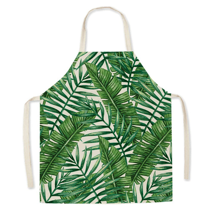 Tropical Green Plant Print Kitchen Apron