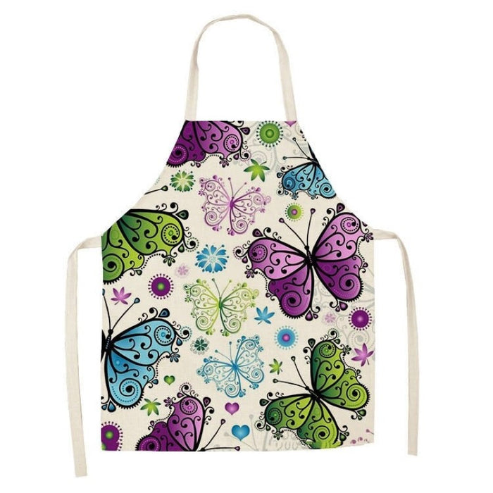 Butterfly Printed Sleeveless Cotton Linen Apron