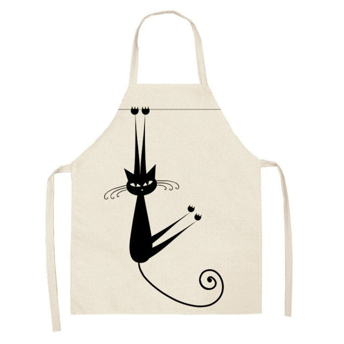 Black Cat Patterned Kitchen Apron