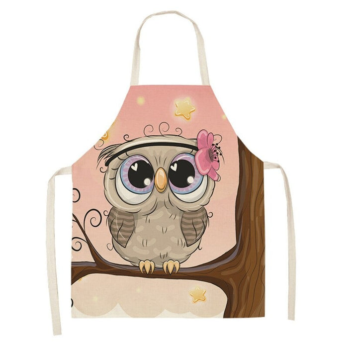 Owl Print Kitchen Linen Apron