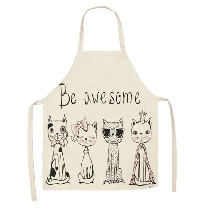 Cartoon Cat Cotton and Linen Apron