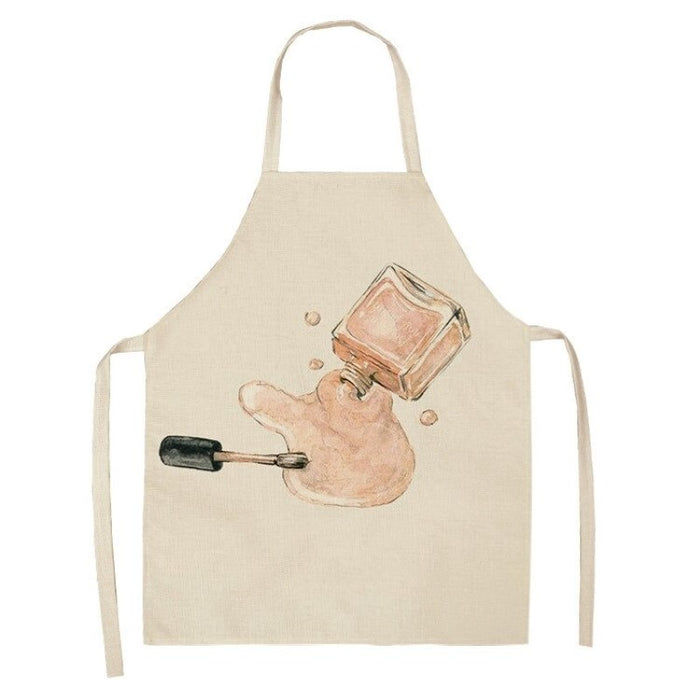 Perfume Lipstick Linen Print Apron