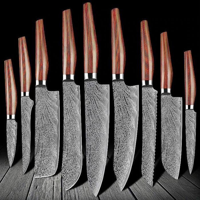 Bread Slicing Filleting Santoku Chef's Knife Set