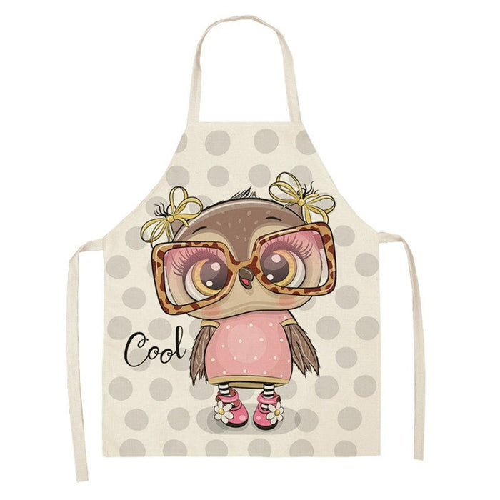 Sleeveless Owl Print Kitchen Linen Apron