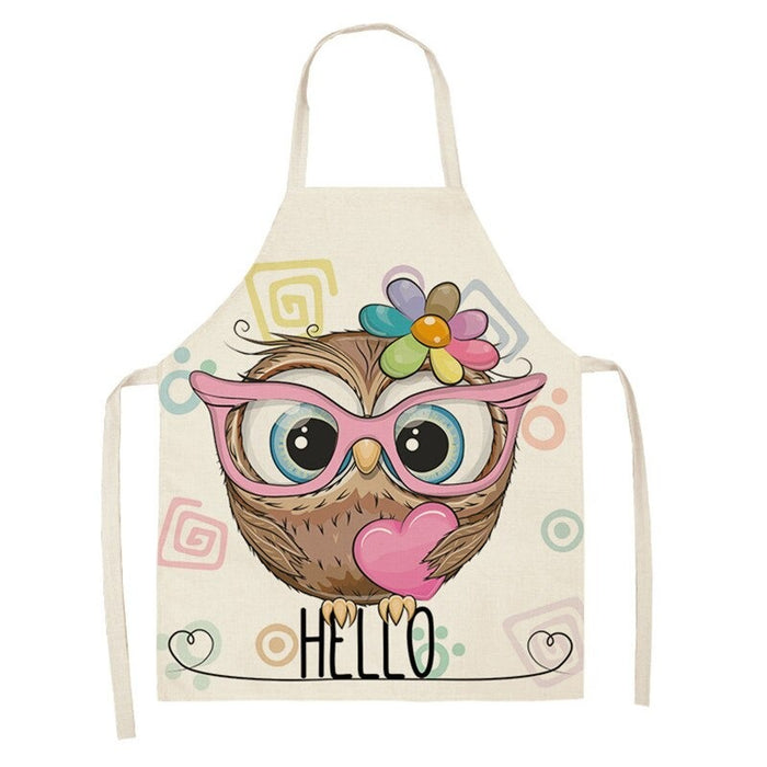 Owl Print Kitchen Linen Apron