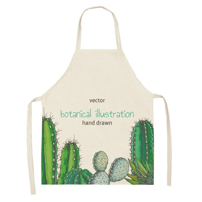 Cactus Plant Green Leaf Pattern Apron