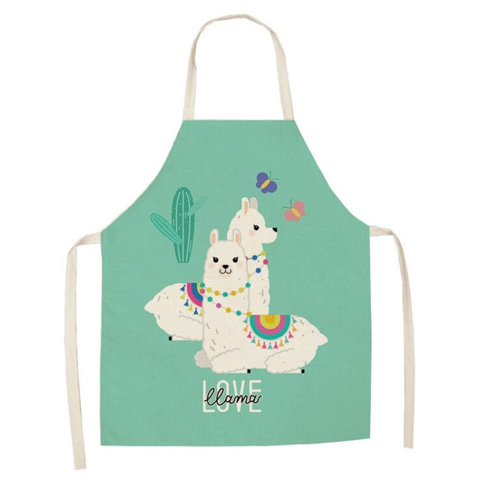 Chef Alpaca Kitchen Print Linen Apron