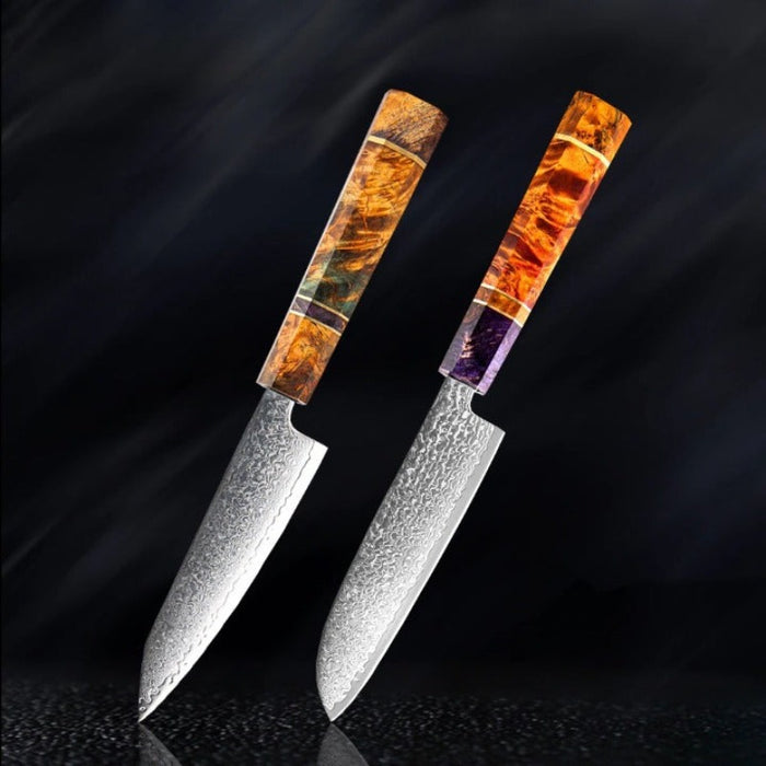 Damascus Steel Kitchen Knife Sets With Stable Wooden Handle