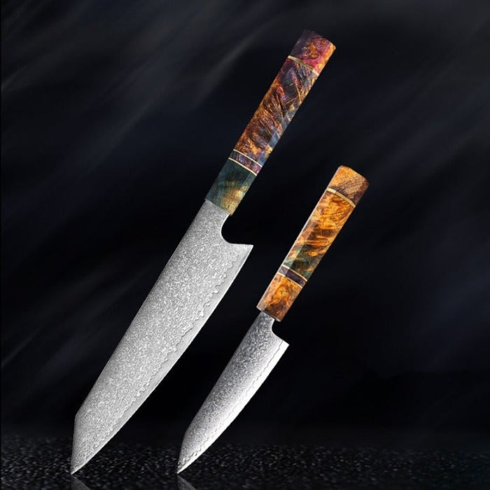 Damascus Steel Kitchen Knife Sets With Stable Wooden Handle