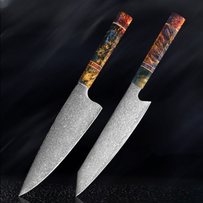 Knife Sets With 67 Layers Damascus Steel & Solidified Wood handle