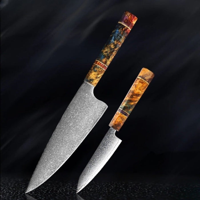 Knife Sets With 67 Layers Damascus Steel & Solidified Wood handle