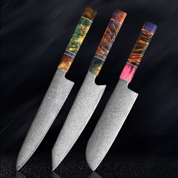 Japanese Damascus Steel Knife Sets 2-9 Pieces